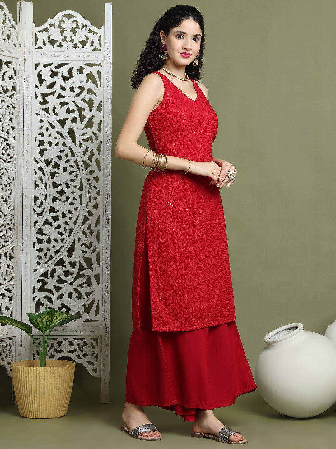 Embroidered Rayon Kurta For Women