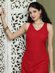 Embroidered Rayon Kurta for Women ( JOK 1579 Maroon )