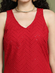 Embroidered Rayon Kurta for Women ( JOK 1579 Maroon )