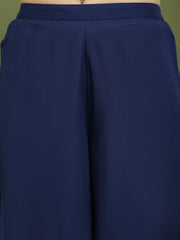 Chic Backless Designer Kurta with Palazzo ( JOKPL 2137N 1577 Navy )