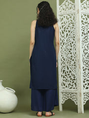 Embroidered Rayon Kurta for Women ( JOK 1579 Navy )