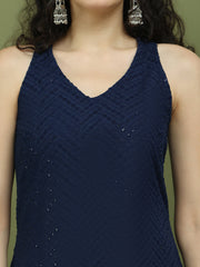 Embroidered Rayon Kurta Palazzos With dupatta ( JOKPL 2137N D66N 1579 Navy )