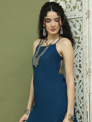 Backless Designer Kurta for Women ( JOK 1577 Peacock )