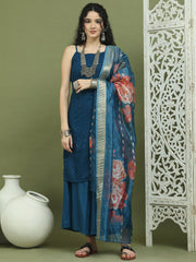 Backless Designer Kurta Palazzo Set with Floral Dupatta ( JOKPL 2137Pe D66Pe 1577 Peacock )
