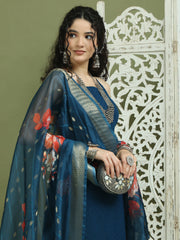 Backless Designer Kurta Palazzo Set with Floral Dupatta ( JOKPL 2137Pe D66Pe 1577 Peacock )