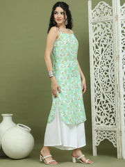 Floral Printed Rayon Kurta With Palazzos ( JOKPL 2137W 1578 Green )