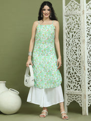 Women's Floral Printed Rayon Kurta ( JOK 1578 Green )