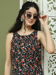 Women's Printed Rayon Kurtas ( JOK 1584 Black )