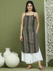 Foil Printed Rayon Kurtas for Women ( JOK 1586 Black )