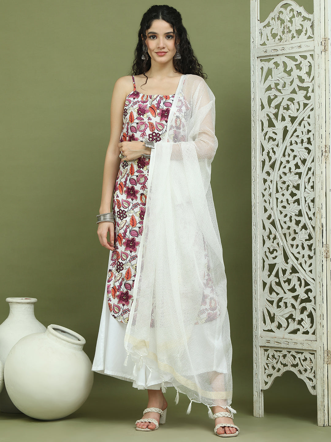 Foil Printed Rayon Kurta Palazzos With Dupatta ( JOKPL 2137W D31W 1573 Purple )