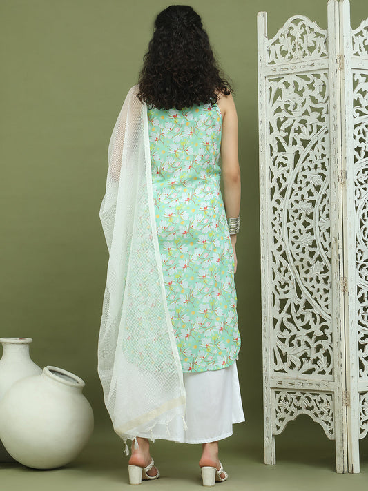 Floral Printed Rayon Kurta Palazzos with Dupatta ( JOKPL 2137W D31W 1578 Green )
