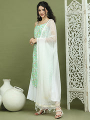 Floral Printed Rayon Kurta Palazzos with Dupatta ( JOKPL 2137W D31W 1578 Green )