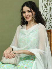 Floral Printed Rayon Kurta Palazzos with Dupatta ( JOKPL 2137W D31W 1578 Green )