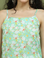 Floral Printed Rayon Kurta Palazzos with Dupatta ( JOKPL 2137W D31W 1578 Green )