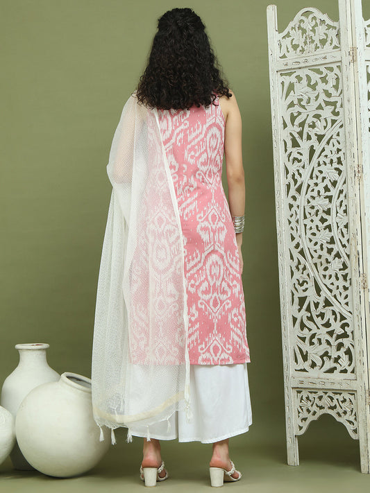 Printed Cotton Kurta Palazzo With Dupatta ( JOKPL 2137W D31W 1585 PInk )