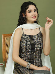 Foil Printed Rayon Kurta Palazzo Dupatta ( JOKPL 2137W D31W 1586 Black )