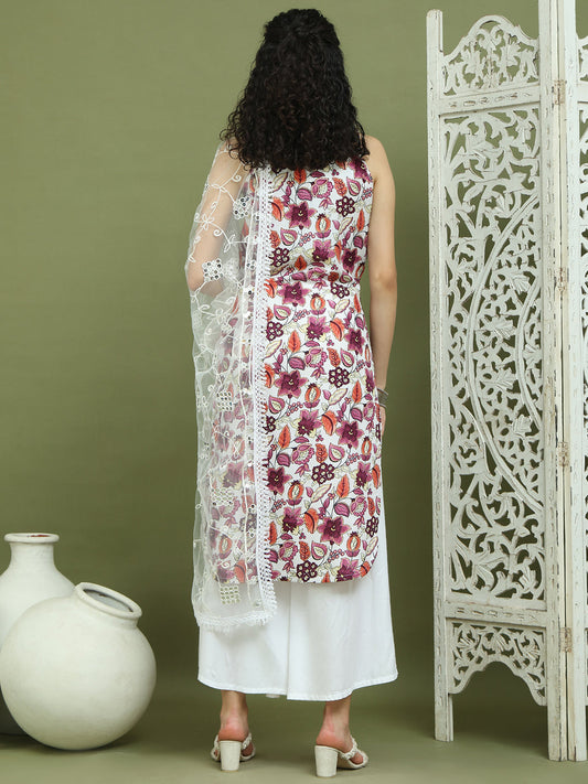 Foil Printed Rayon Kurta Palazzos With Dupatta ( JOKPL 2137W D67W 1573 Purple )