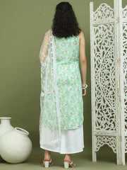 Floral Printed Rayon Kurta Palazzos with Dupatta ( JOKPL 2137W D67W 1578 Green )