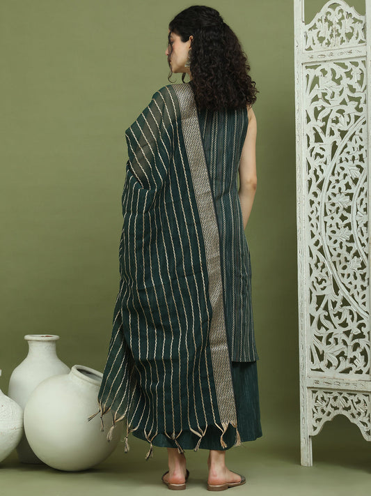 Woven Design straight Kurta Palazzo With Dupatta ( JOKPL D68G 1587 Green )