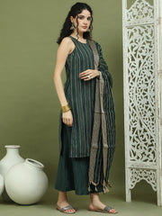 Woven Design straight Kurta Palazzo With Dupatta ( JOKPL D68G 1587 Green )