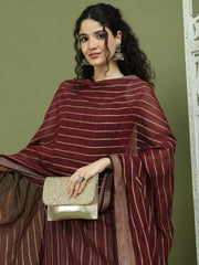 Woven Design straight Kurta Palazzo With Dupatta ( JOKPL D68M 1587 Maroon )