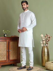 Men's Printed Nehru Jacket With Kurta Pyjama Set ( JOKPWC 636W 4084Olive )
