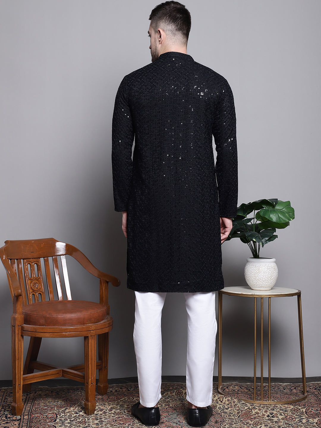 Jompers - Sequin Embroidered Pure Cotton Kurta with Pyjamas