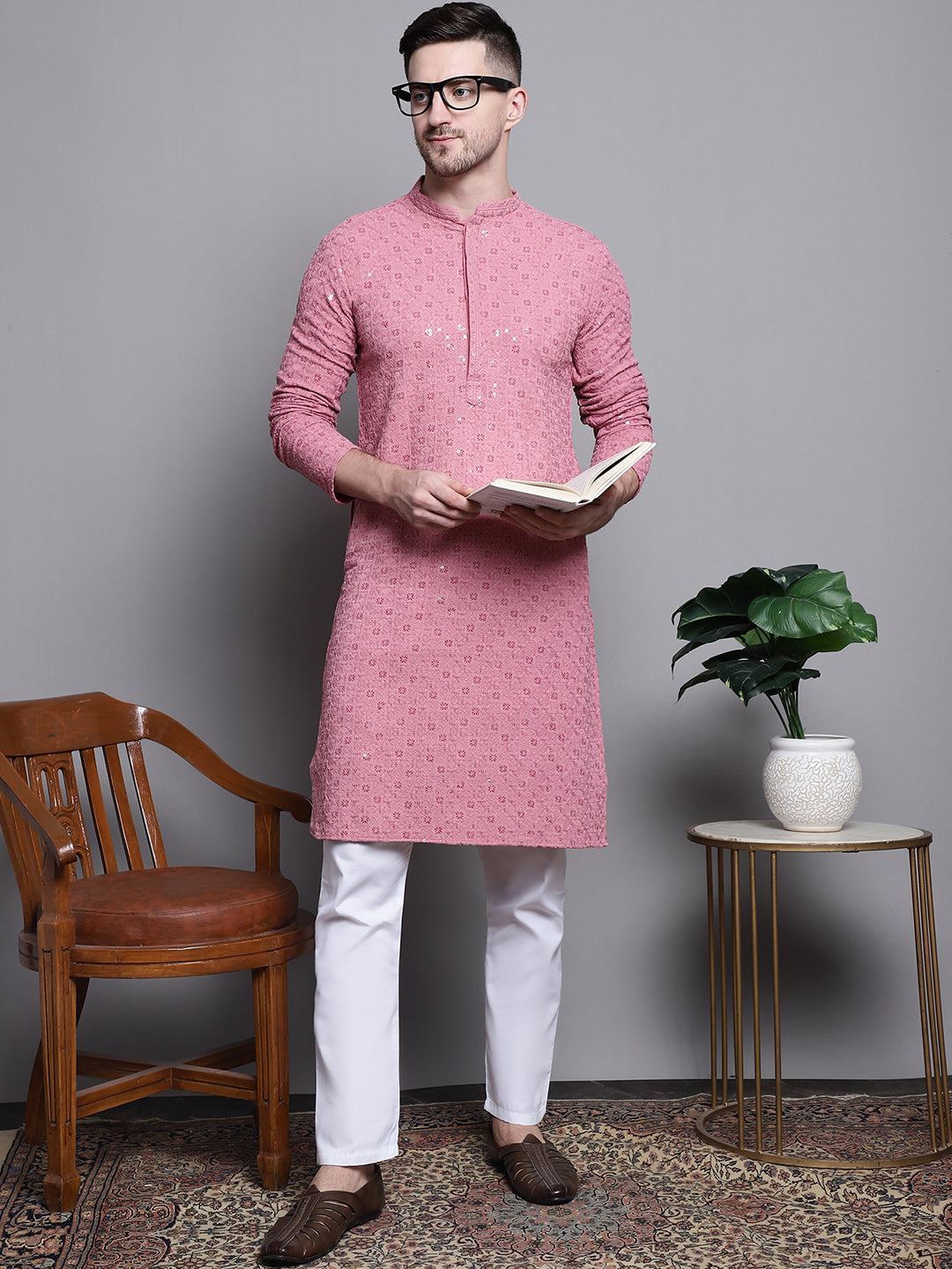 Cotton Coral Kurta Pyjama Set