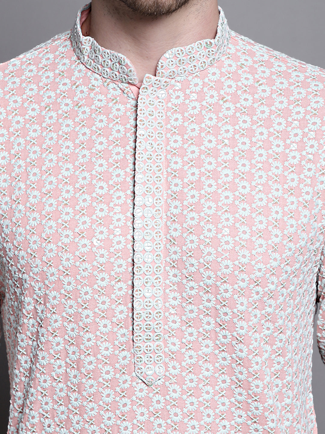 Sequin Embroidered Pure Cotton Kurta With Pyjamas