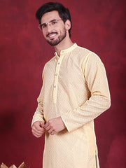 Chikankari Embroidered Kurta with Pyjama ( JOKP 5017 Yellow )