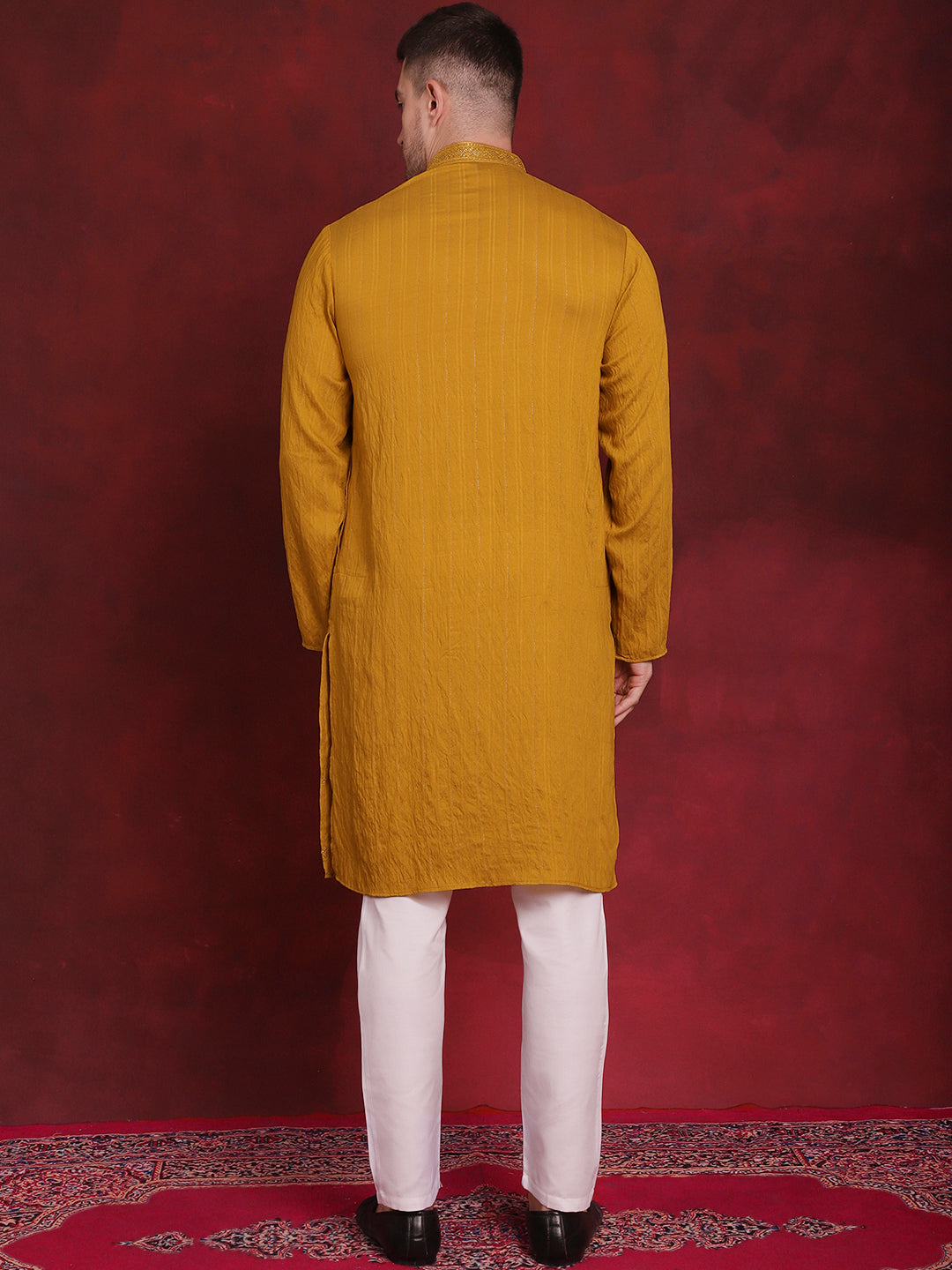 Mens Sequins Embroidered Kurta Pyjama Set