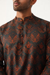 Men Bronze Silk Blend Straight Kurta Pyjama Set