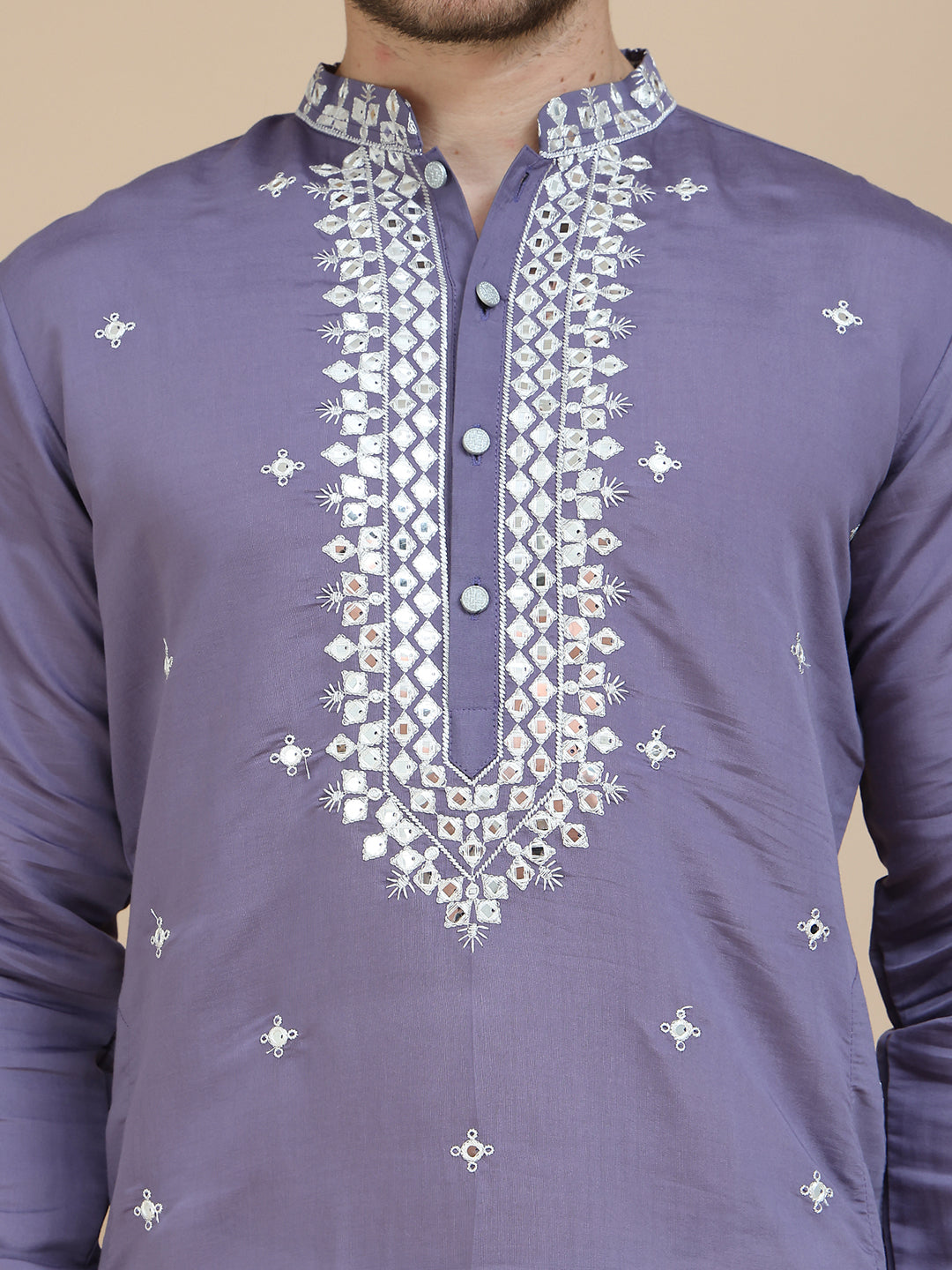 mens embroidered kurta with pyjama