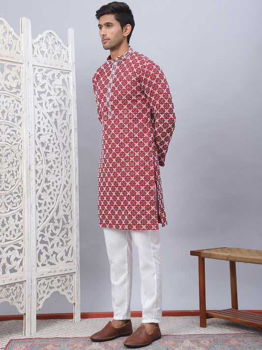 Embroidered Kurta Pyjama For Men