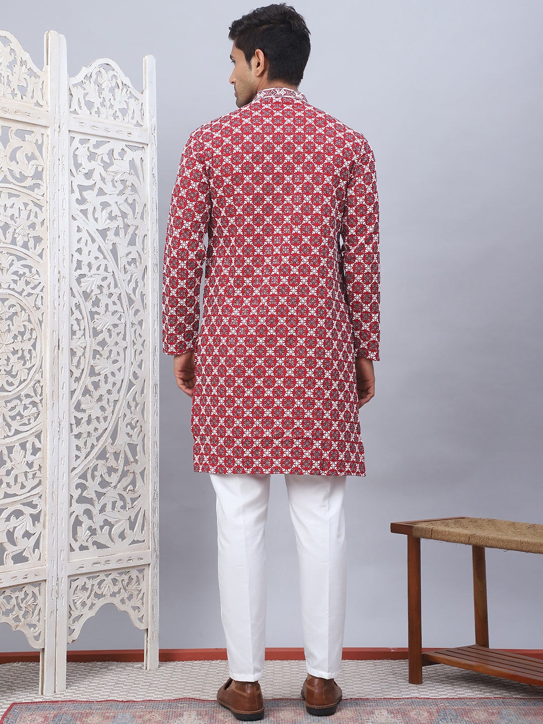Embroidered Kurta Pyjama For Men