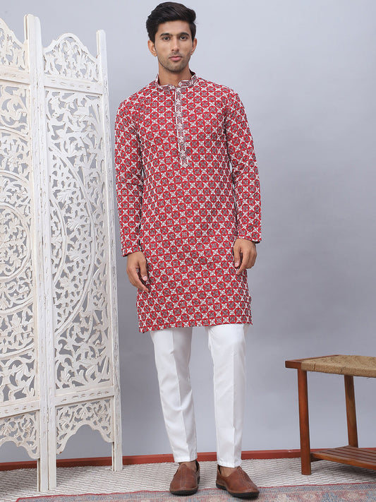 Embroidered Kurta Pyjama For Men