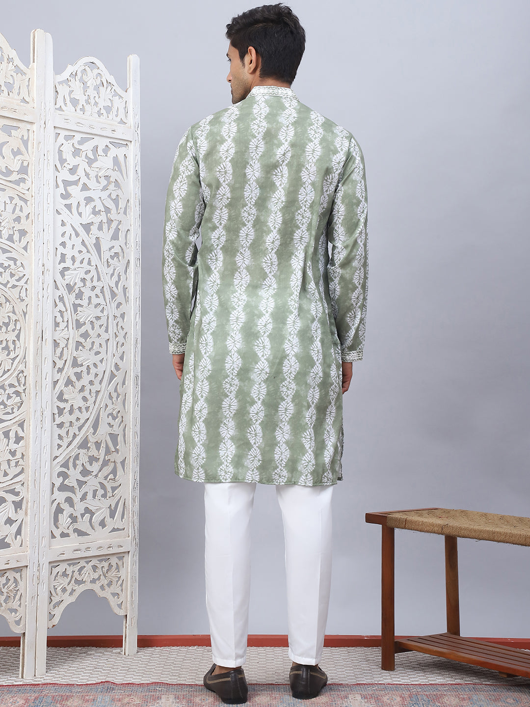 Tie Dye Embroidered Sequin Kurta With Pyjama