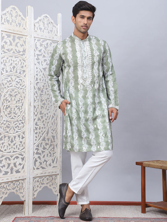 Tie Dye Embroidered Sequin Kurta With Pyjama