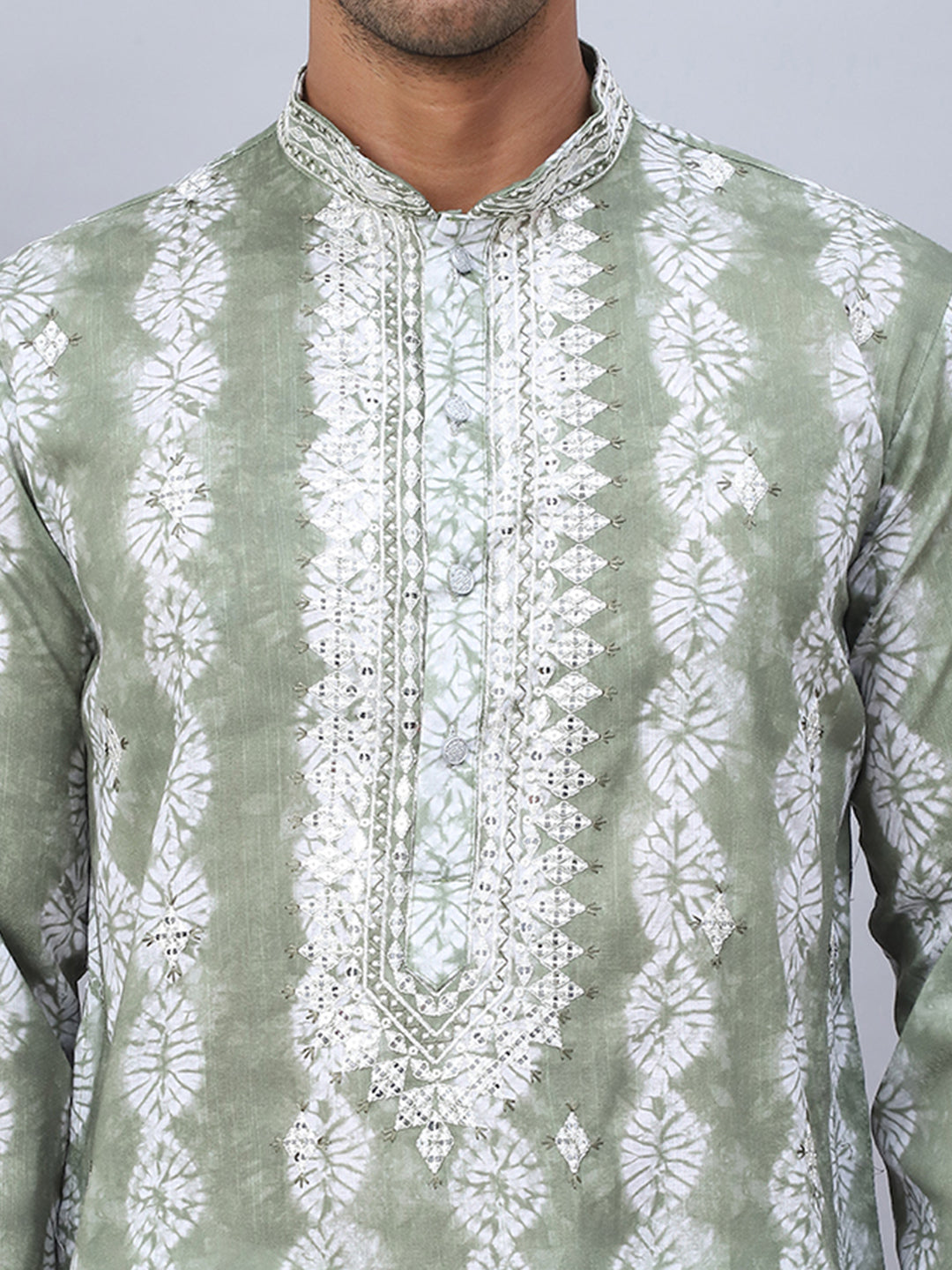 Tie Dye Embroidered Sequin Kurta With Pyjama