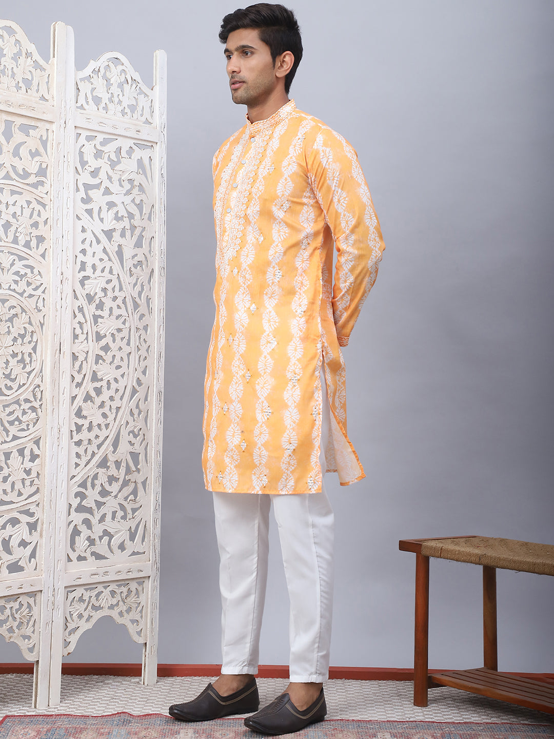 Tie Dye Embroidered Sequin Kurta With Pyjama