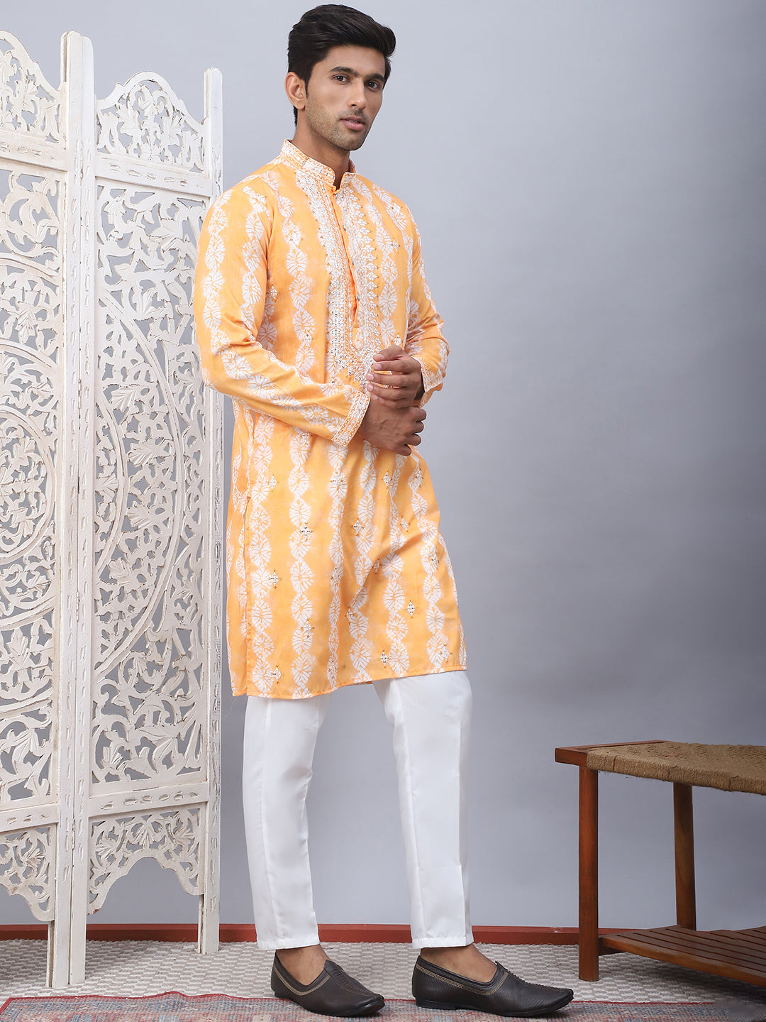 Tie Dye Embroidered Sequin Kurta With Pyjama