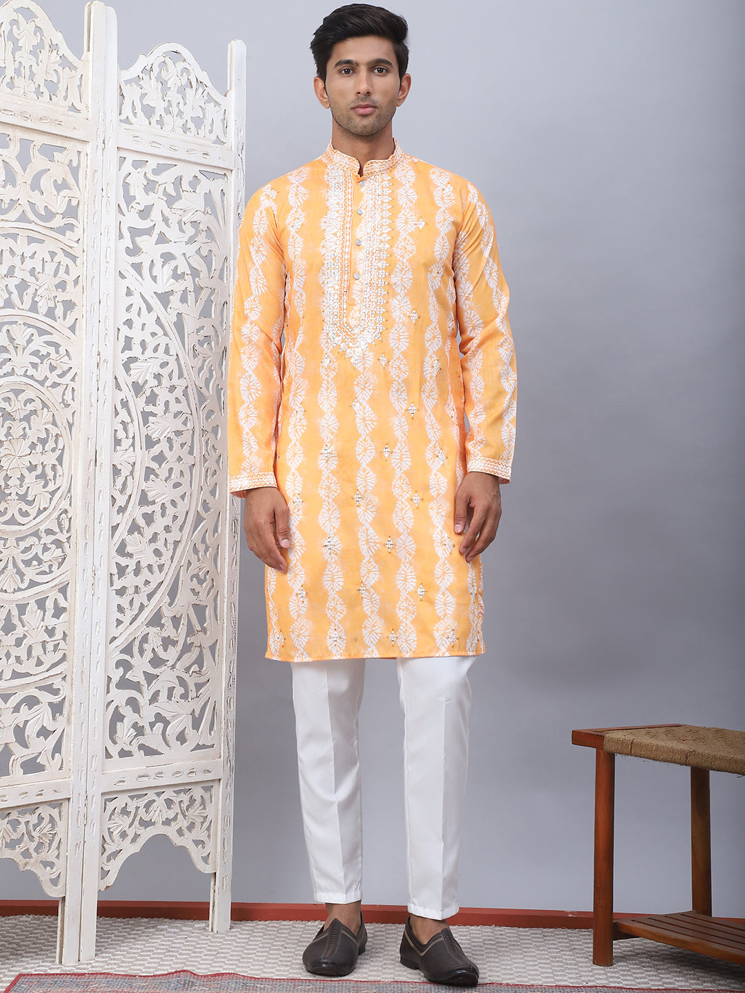 Tie Dye Embroidered Sequin Kurta With Pyjama