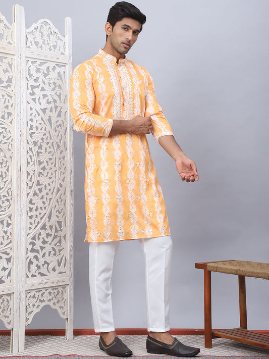 Tie Dye Embroidered Sequin Kurta With Pyjama
