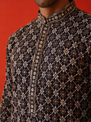 Embroidered Kurta Pyjama Set For Men ( JOKP P 5127Navy )