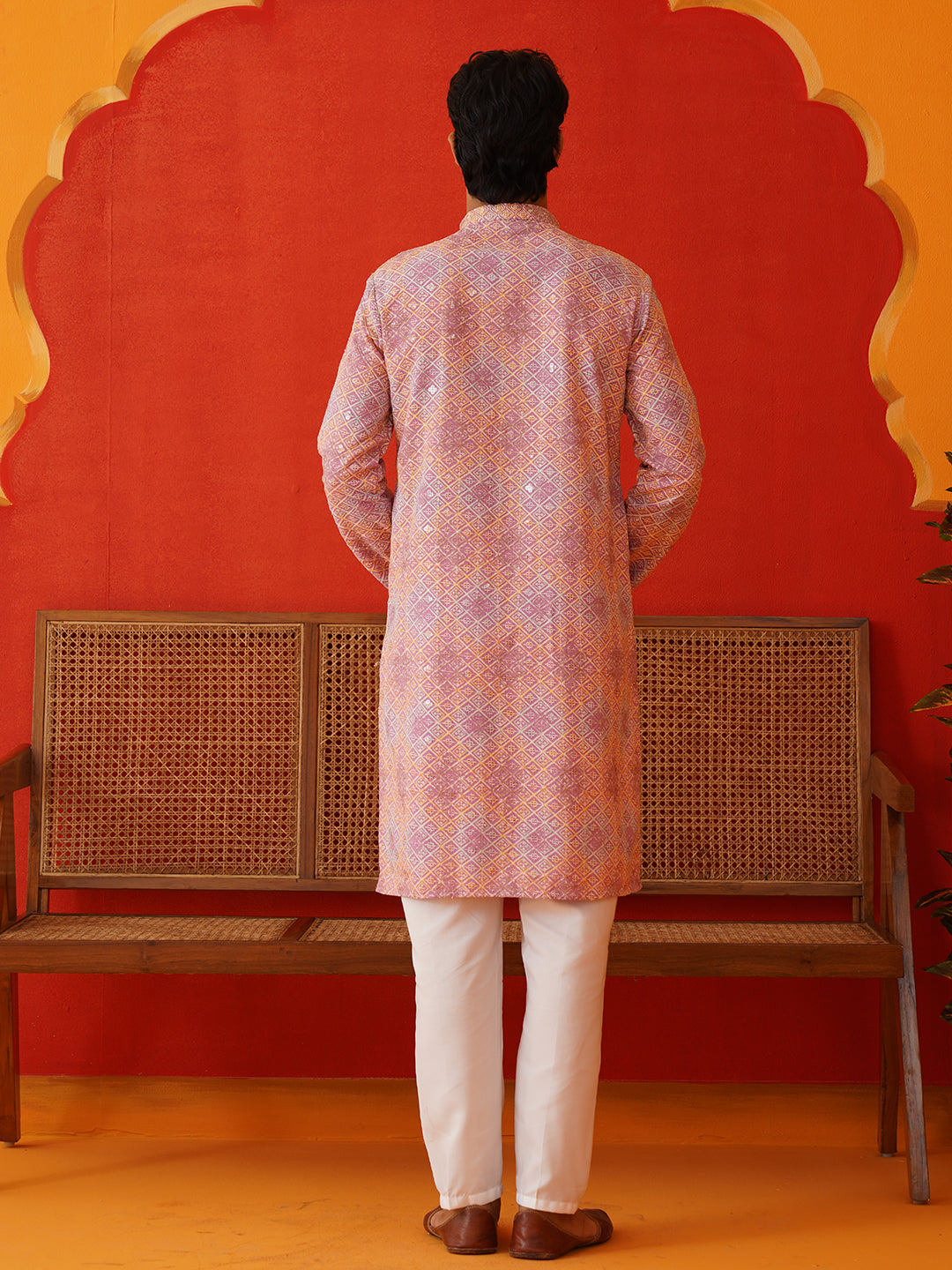Embroidered Staight Kurta Pajama Set For Men
