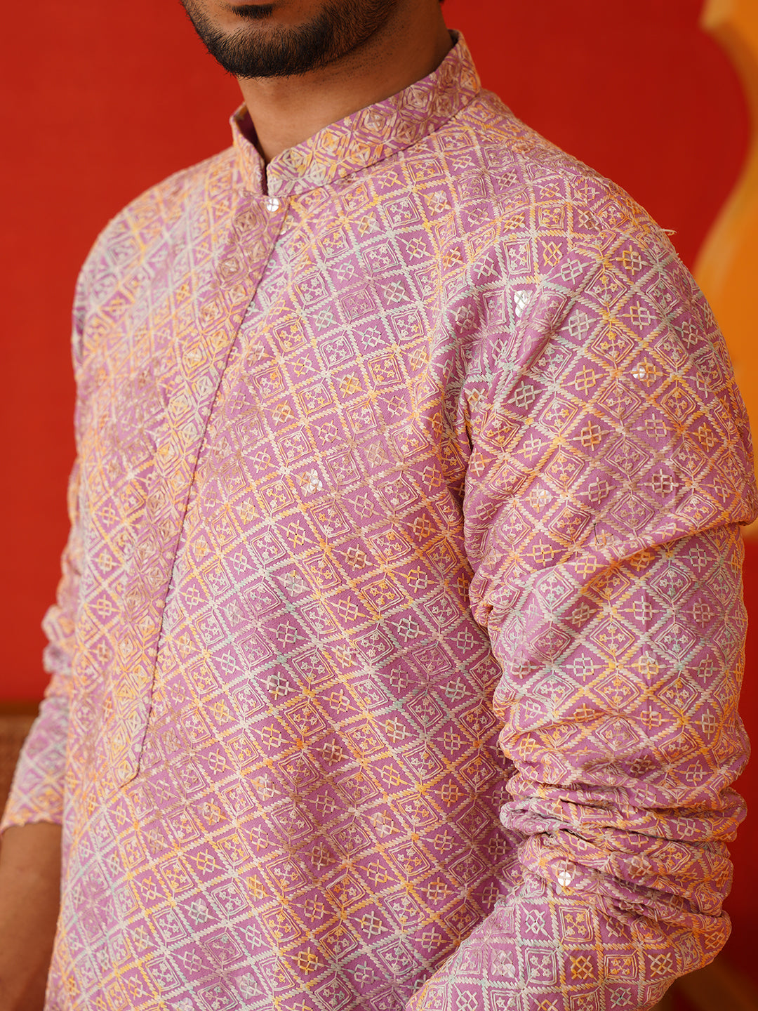 Embroidered Staight Kurta Pajama Set For Men
