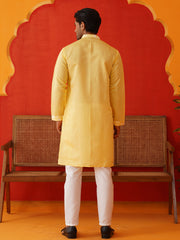 Embroidered Straight Kurta Pyjama Set ( JOKP P 5137Yellow )