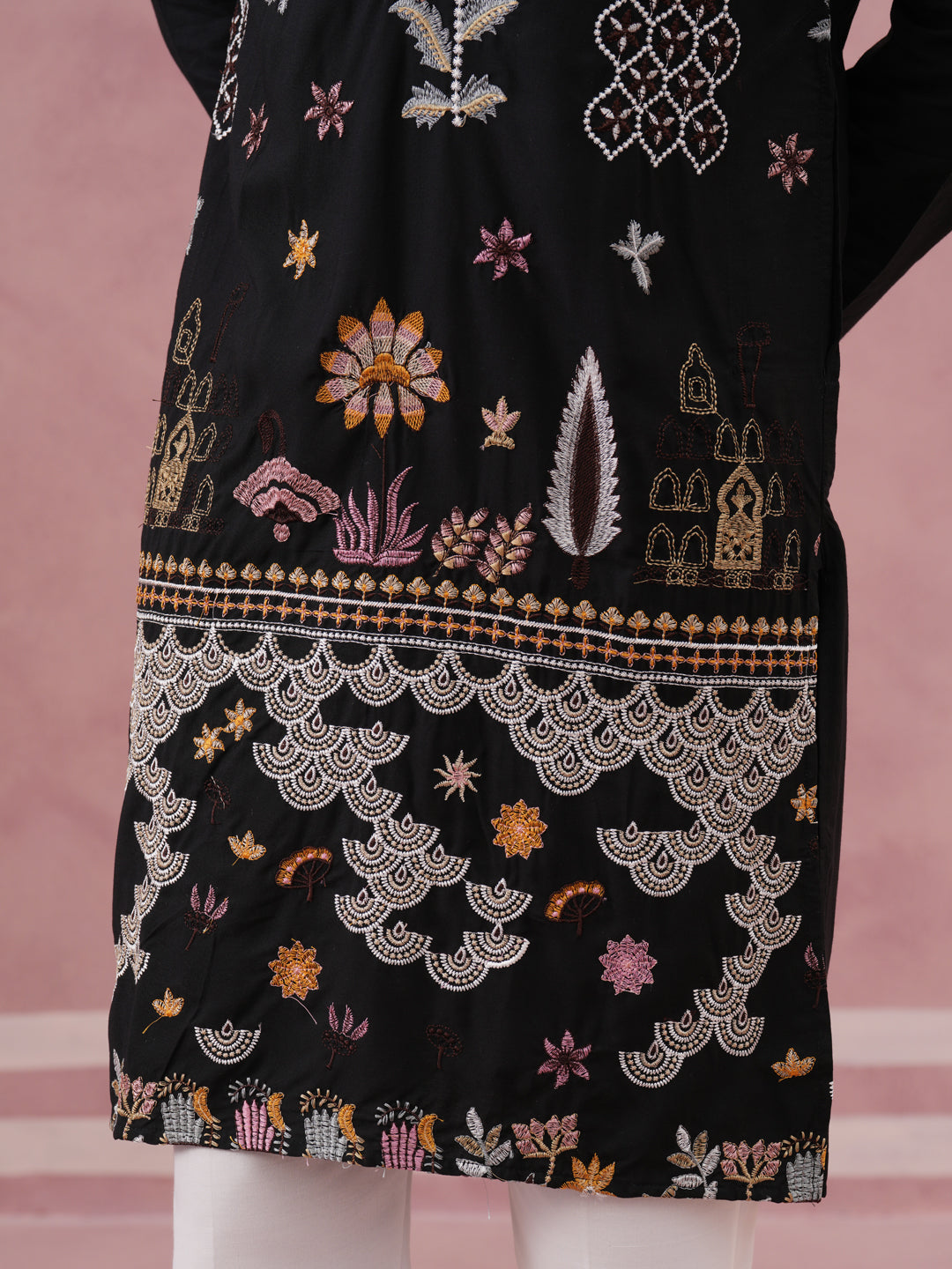 Floral Embroidered And Sequins Kurta Set