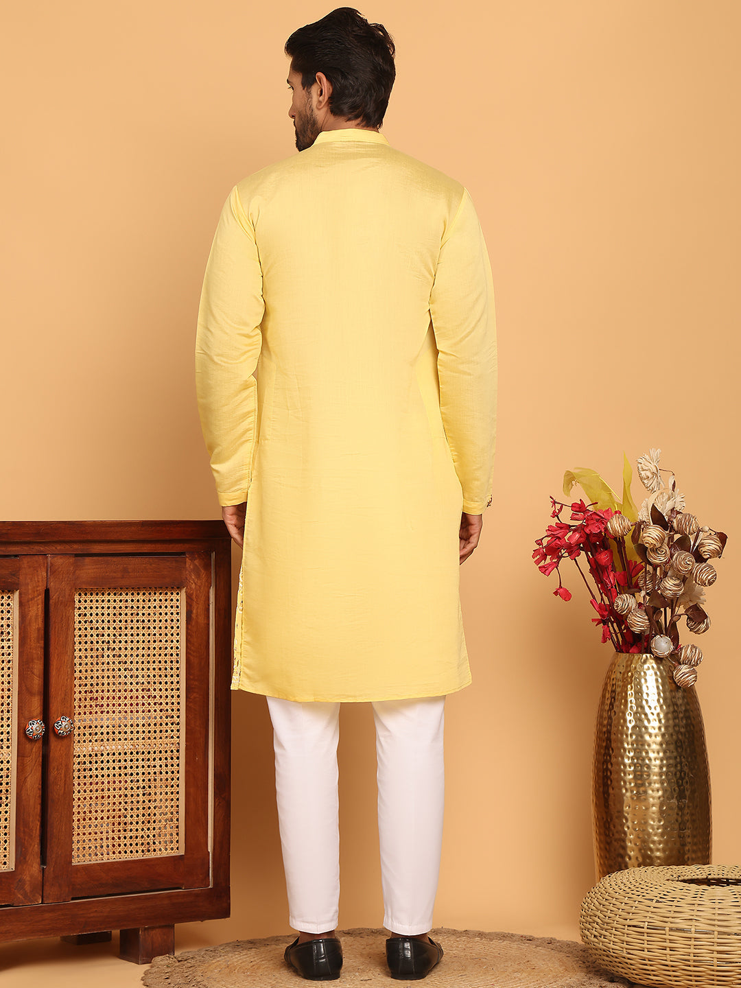 Jompers - Floral Embroidered and Sequins Kurta Set ( JOKP P 5140 Yellow )