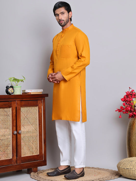 Jompers - Solid Cotton Kurta Set for Men ( JOKP 5144Mustard )